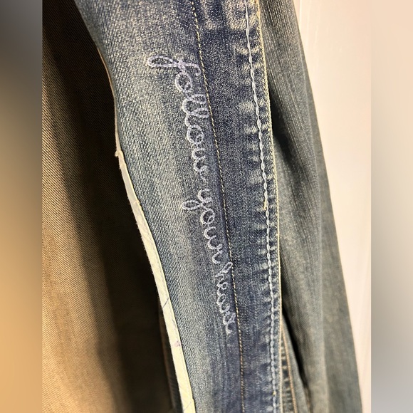 Brighton Womens L Embellished Collar Light Blue Snap Button Denim Jacket Y2K VTG - Picture 4 of 10